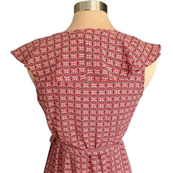 Max Studio Midi Wrap Dress Womens LARGE Ruffled Asymmetric Hem Feminine Romantic - Picture 5 of 11